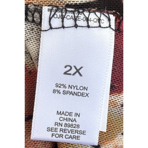 LOGO Layers Floral Sheer Mesh Multicolor Long Sleeve Top 2X Plus Size Women - Picture 6 of 7